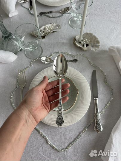 Набор столовых приборов серебро