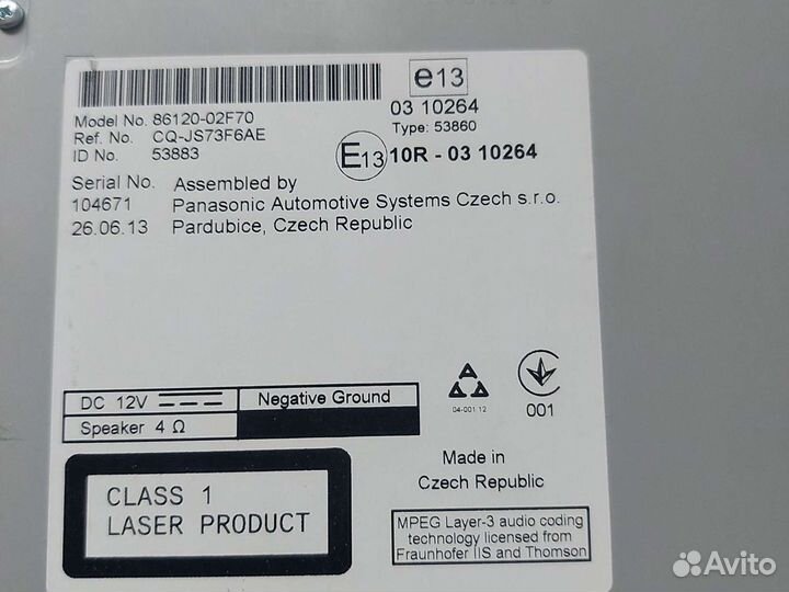 Штатная автомагнитола бу toyota corolla 2013 г в