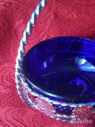 Ваза конфетница цветное стекло(Швеция)