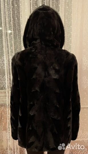 Шуба норковая с капюшоном