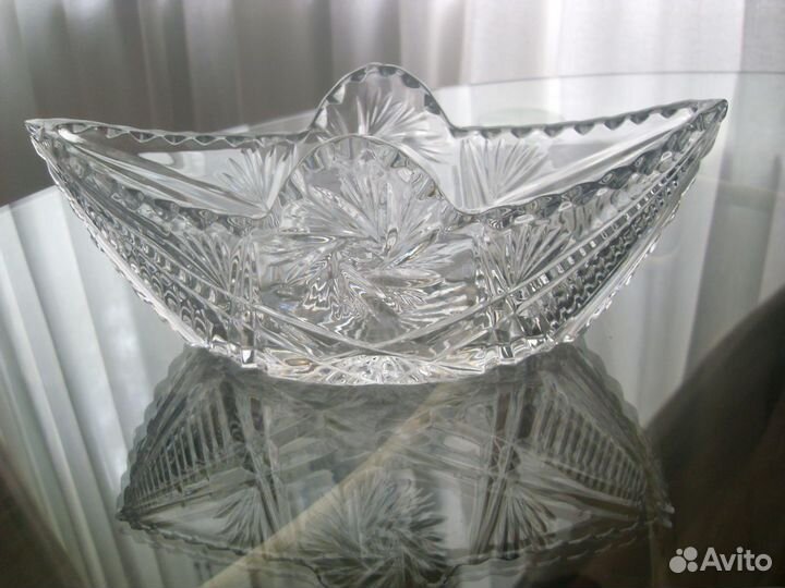 Ваза Ладья Хрустальная Хрусталь СССР Салатник