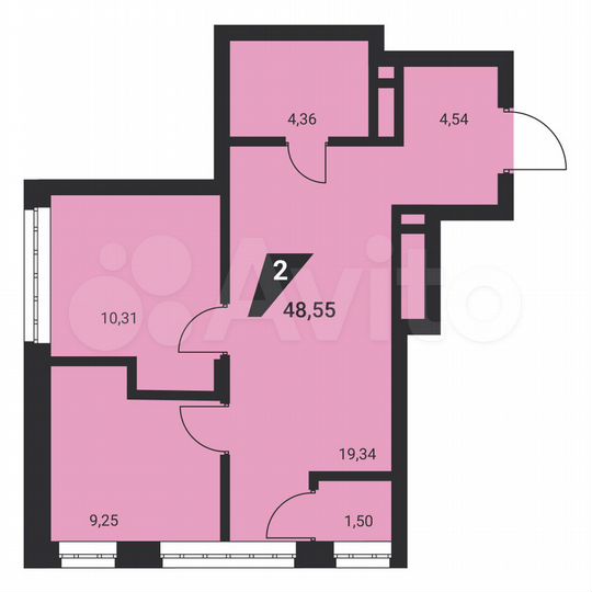 2-к. квартира, 48,6 м², 20/25 эт.