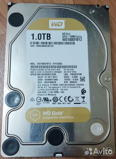 Жесткий диск WD gold 1TB