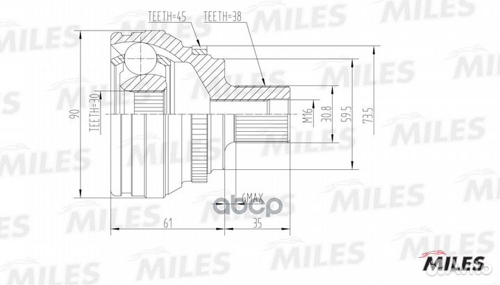 ШРУС audi 100/80/A6/V8 2.5D-4.2 88-97 нар. GA20007