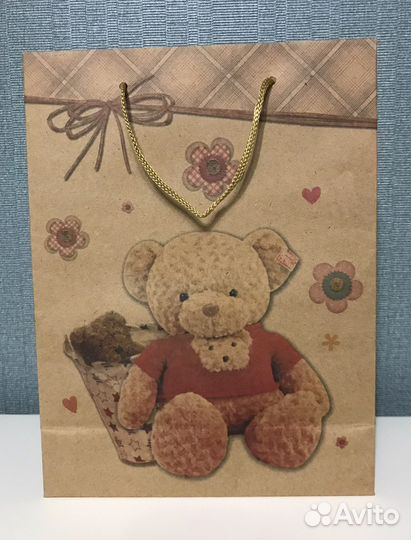 Пакет крафт Мишки, 19*25*8 см