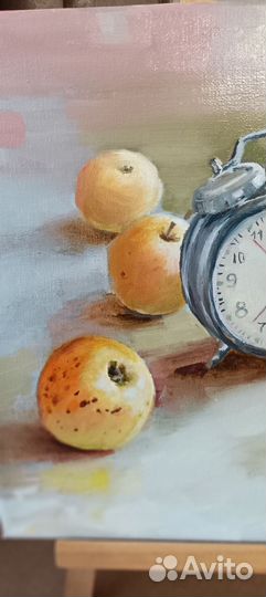 Картина с часами масло холст 30*25*1.7