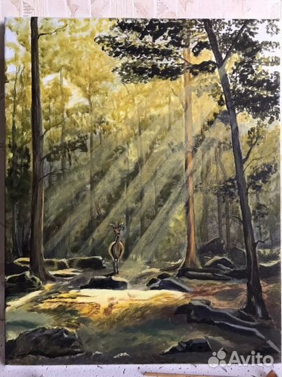Картина маслом лесной пейзаж