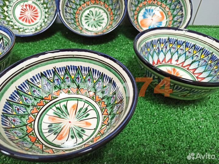 Коса 500 мл(глубокая чашка) Узбекская посуда Синяя