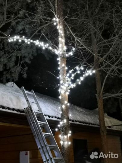 Украшение домов гирляндами