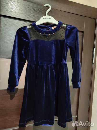 Платье синее бархатное