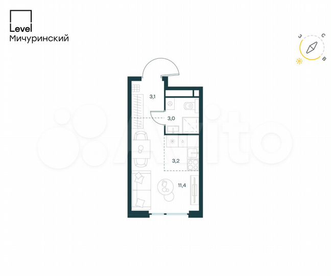 Квартира-студия, 20,7 м², 21/24 эт.