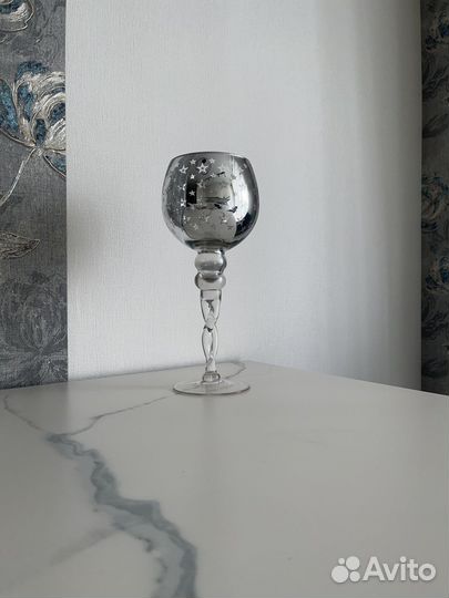 Подсвечник бокал серебряный ваза интерьерная