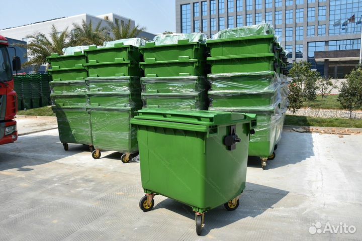 Пластиковый мусорный контейнер 1100л П-1836