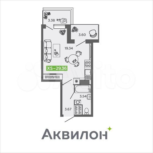 Квартира-студия, 29,4 м², 7/9 эт.
