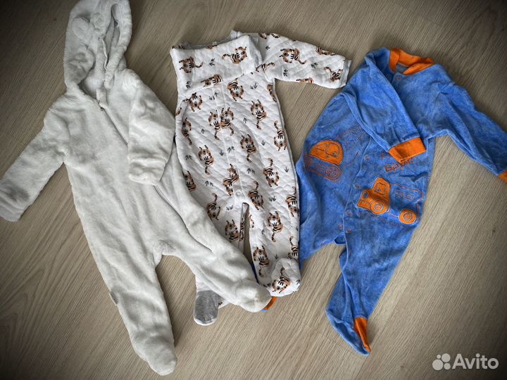 4 пакета детских вещей 56-68+комбинезон зимний