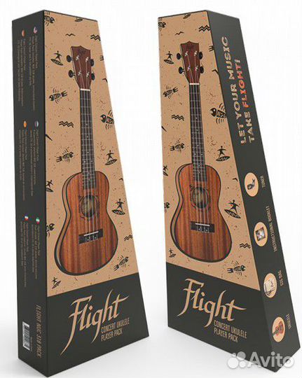 Укулеле концерт с чехлом и тюнером Flight NUC pack