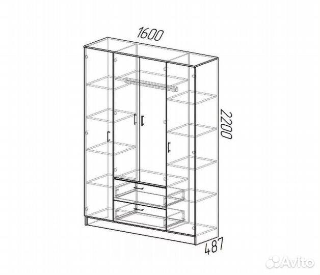 Шкаф Квадро Дуб Вотан Белый