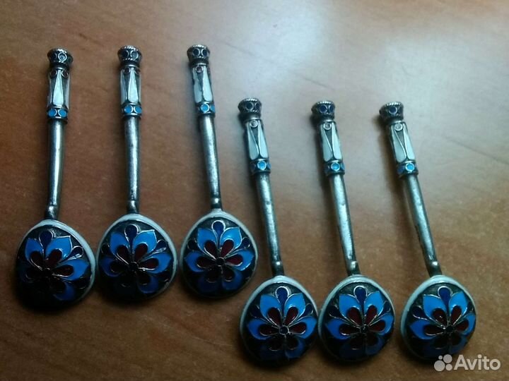 Серебряные ложки,эмаль,84проба