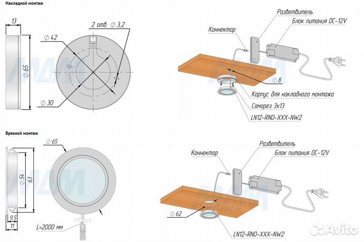 Светодиодный светильник точечный круглый, серебро