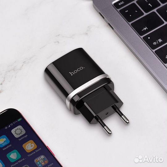 Зарядное устройство hoco C12Q SMART USB, 3A, черны