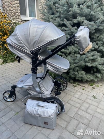 Коляска 2 в 1Люксмам 608 (серебро )