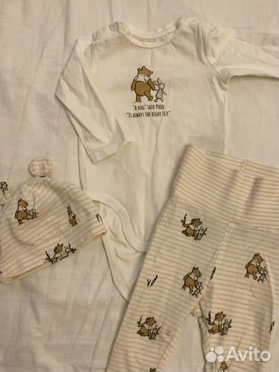 Костюмчик hm винни 62 боди штаны и шапочка