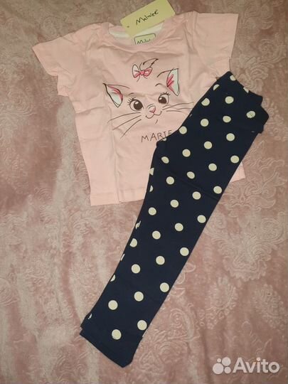 Комплект для девочки футболка и лосины 90, 110