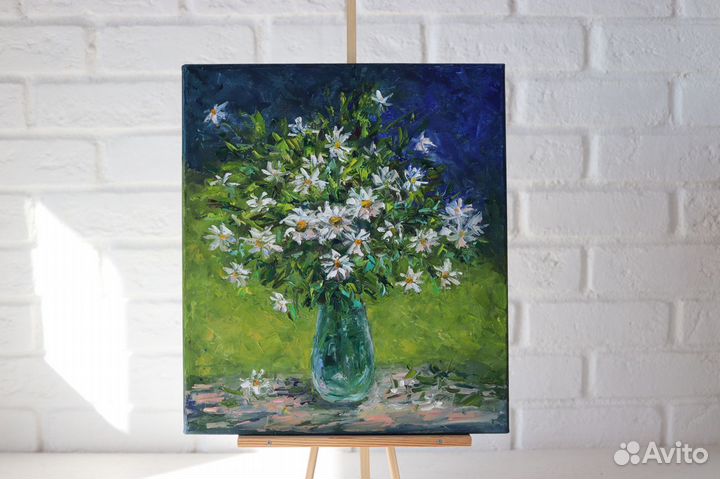 Картина Маслом Ромашки Цветы