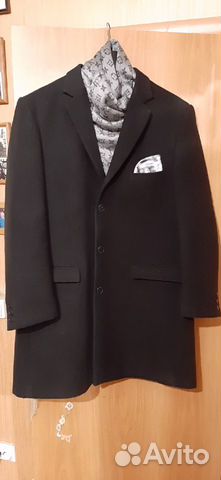 Пальто Мужское Черное на три пуговицы