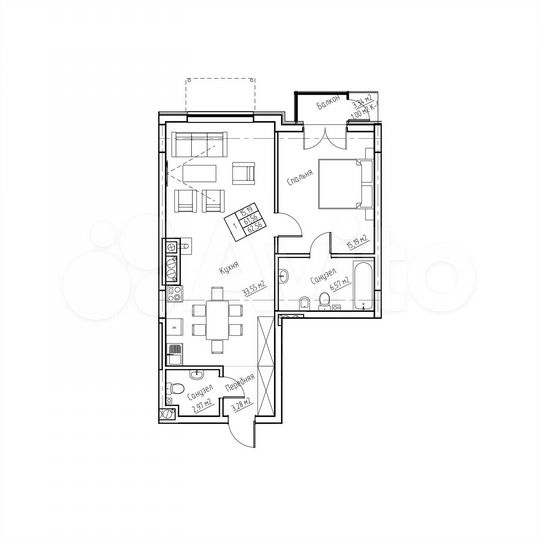 1-к. квартира, 64,7 м², 2/8 эт.