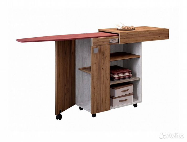 Тумба Тео с гладильной доской (Дуб крафт/Ясень бел