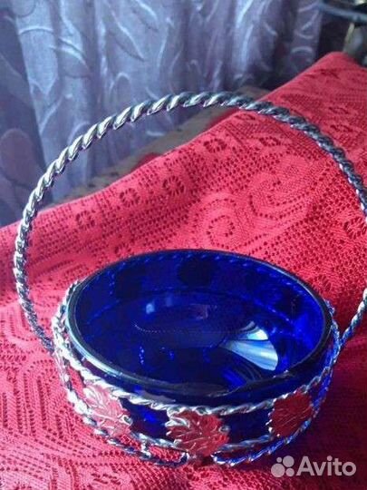 Ваза конфетница цветное стекло(Швеция)