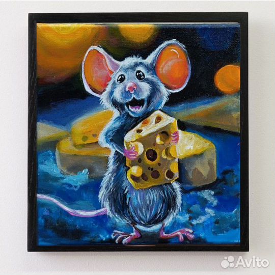 Картина маслом на холсте. Мышонок