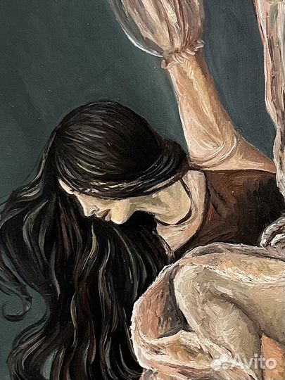 Картина маслом на оргалите Балерина в танце 30/40