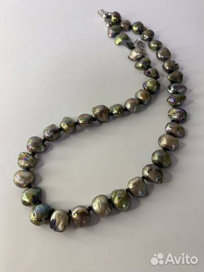 Цветные бусы из натурального жемчуга 45 см