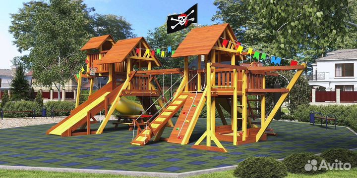 Игровая площадка для дачи с горкой и качелями