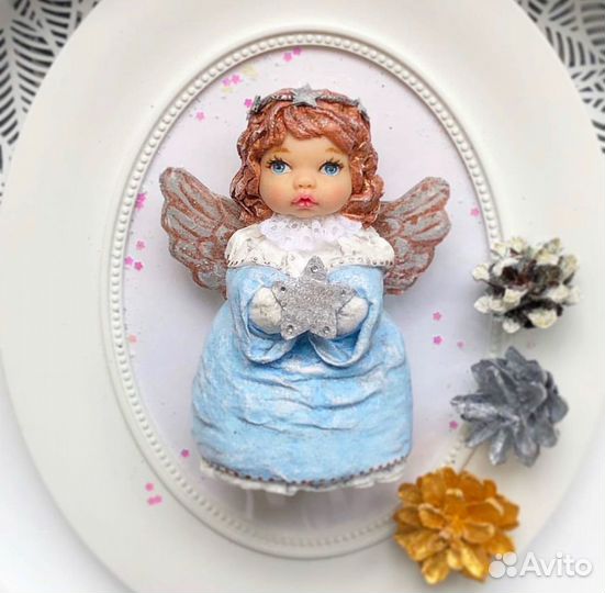 На заказ - Ангелочки, ватные елочные игрушки