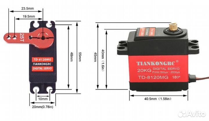 Серво TD8135 35кг 360 металл редуктор