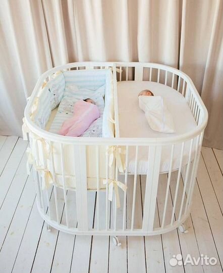 Кроватка для двойни Premium Baby Twins белая новая