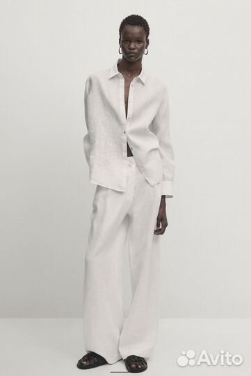 Massimo dutti белые брюки палацо лен 40 размер