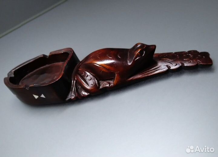 Пепельница деревянная резная лягушка Азия