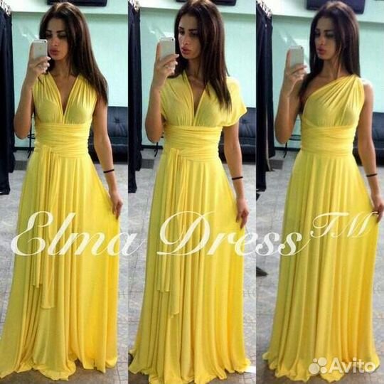 Платье трансформер желтое летнее длинное