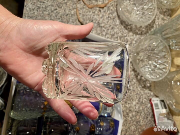 Набор 19 графин, рюмки и бокалы. Хрусталь СССР