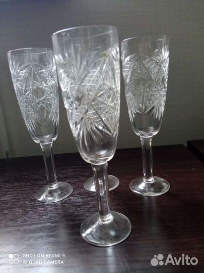 Фужеры, стаканы хрустальные