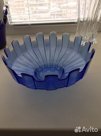 Ваза /фруктовница винтаж кобальтовое стекло 60