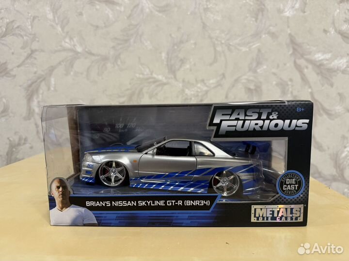 Модель авто Nissan Skyline R34, jada, fast, 1:24