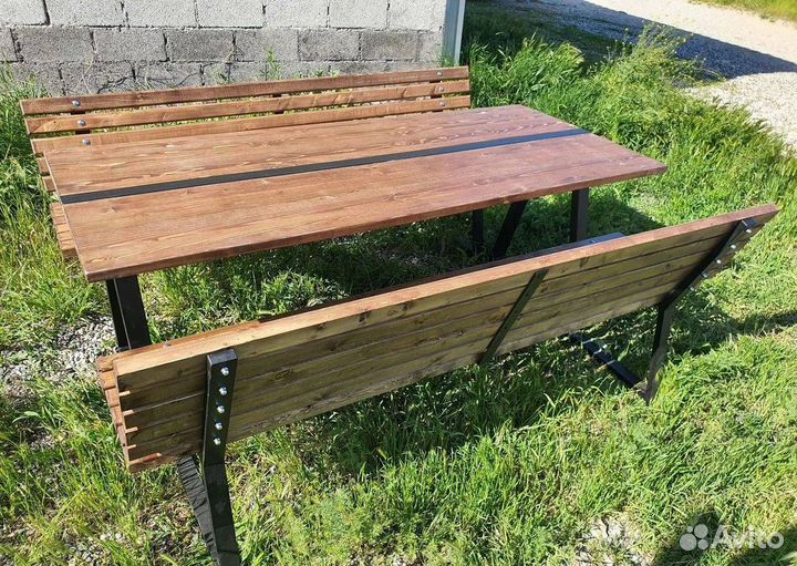 Стол и 2 лавочки в лофт