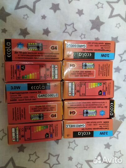 Светодиодная лампа Ecola G4 220 вт. набор 10 шт
