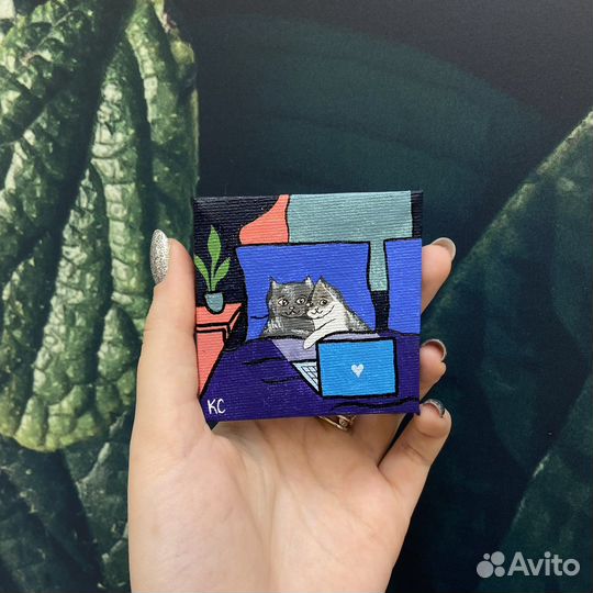 Картина акрилом на маленьком холсте