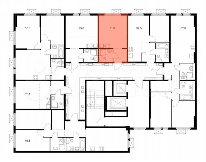 Квартира-студия, 21,9 м², 6/14 эт.